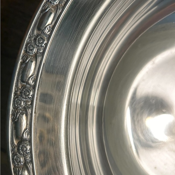ONEIDA 1966 Shallow silver plate footed round bowl rose pattern vintage - Picture 4 of 10